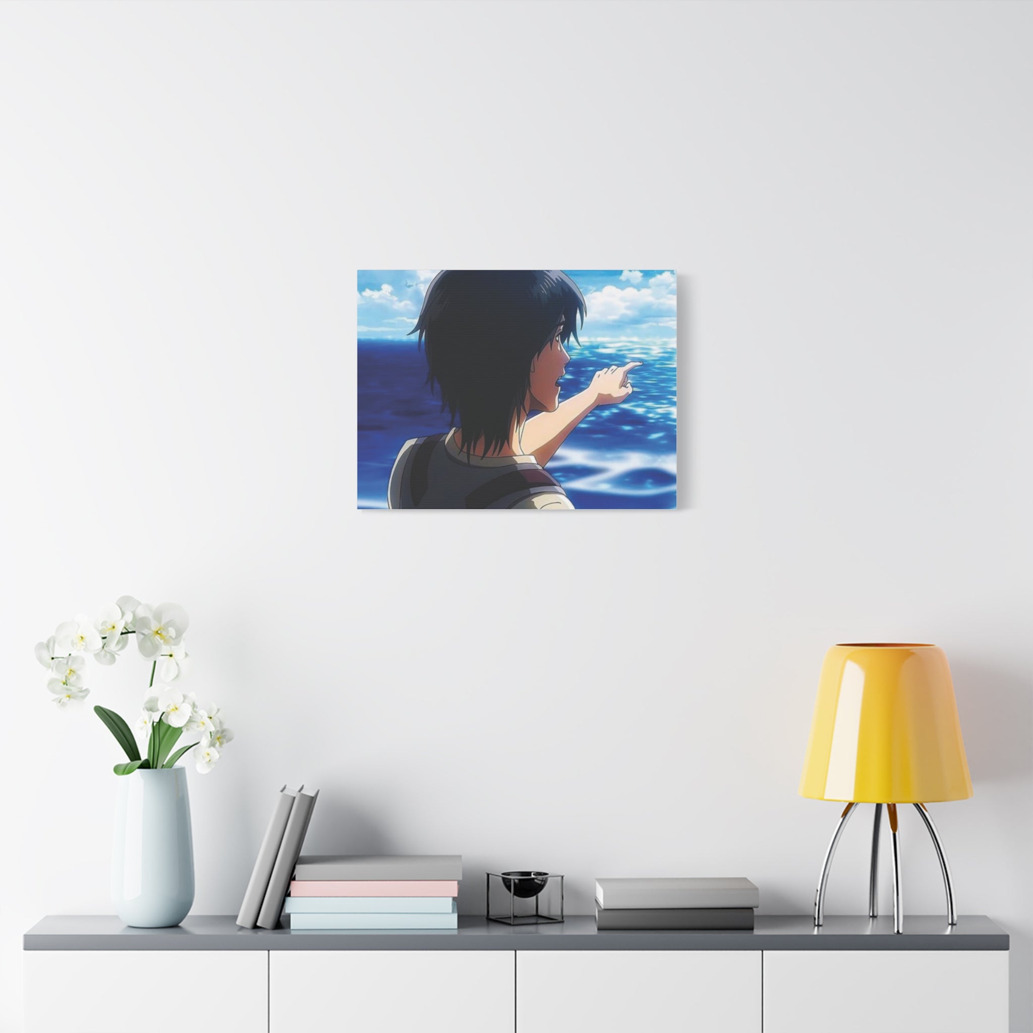 Eren  Yeager –  Pointing at Ocean Matte Stretched Wall Art