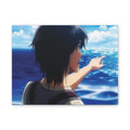 Eren  Yeager –  Pointing at Ocean Matte Stretched Wall Art