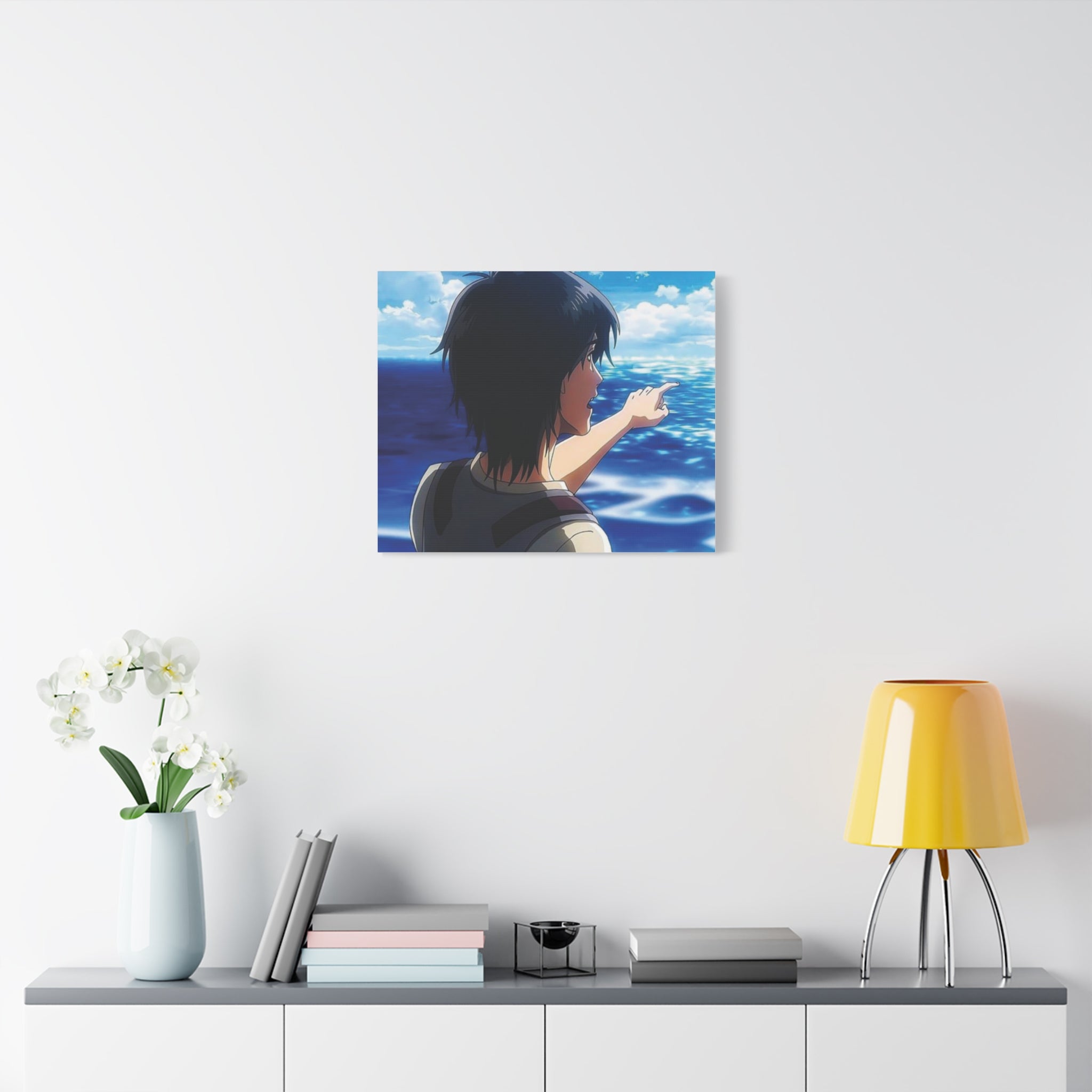 Eren  Yeager –  Pointing at Ocean Matte Stretched Wall Art